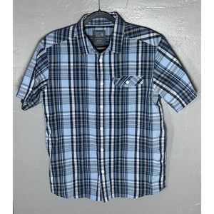 Men's  Mountain Hardwear Button Down Short Sleeve Plaid Shirt Blue Size M Spring